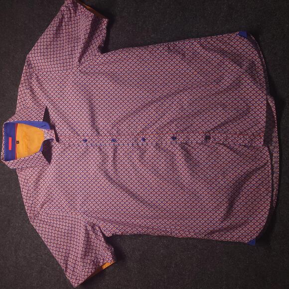 Visconti Black Buttonup Short Sleeve Shirt Colorful Abstract Multi Color Men XL - Picture 1 of 7